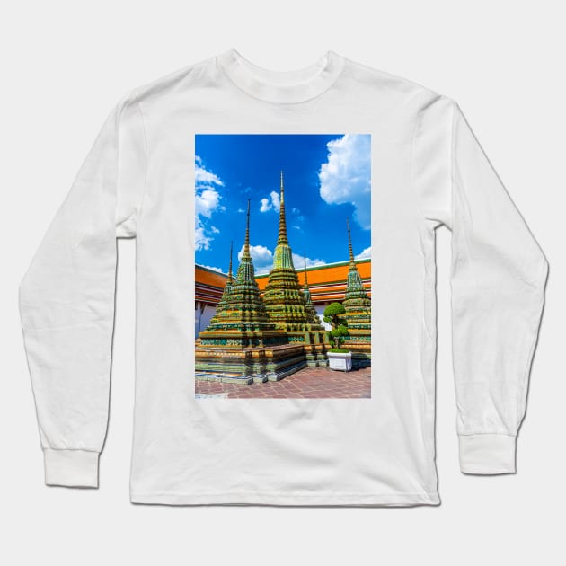 Incredible Stupas at Wat Pho Long Sleeve T-Shirt by BrianPShaw